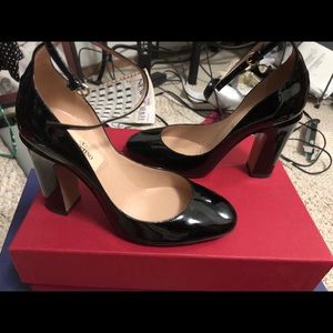 Valentino Tango black patent leather ankle pumps